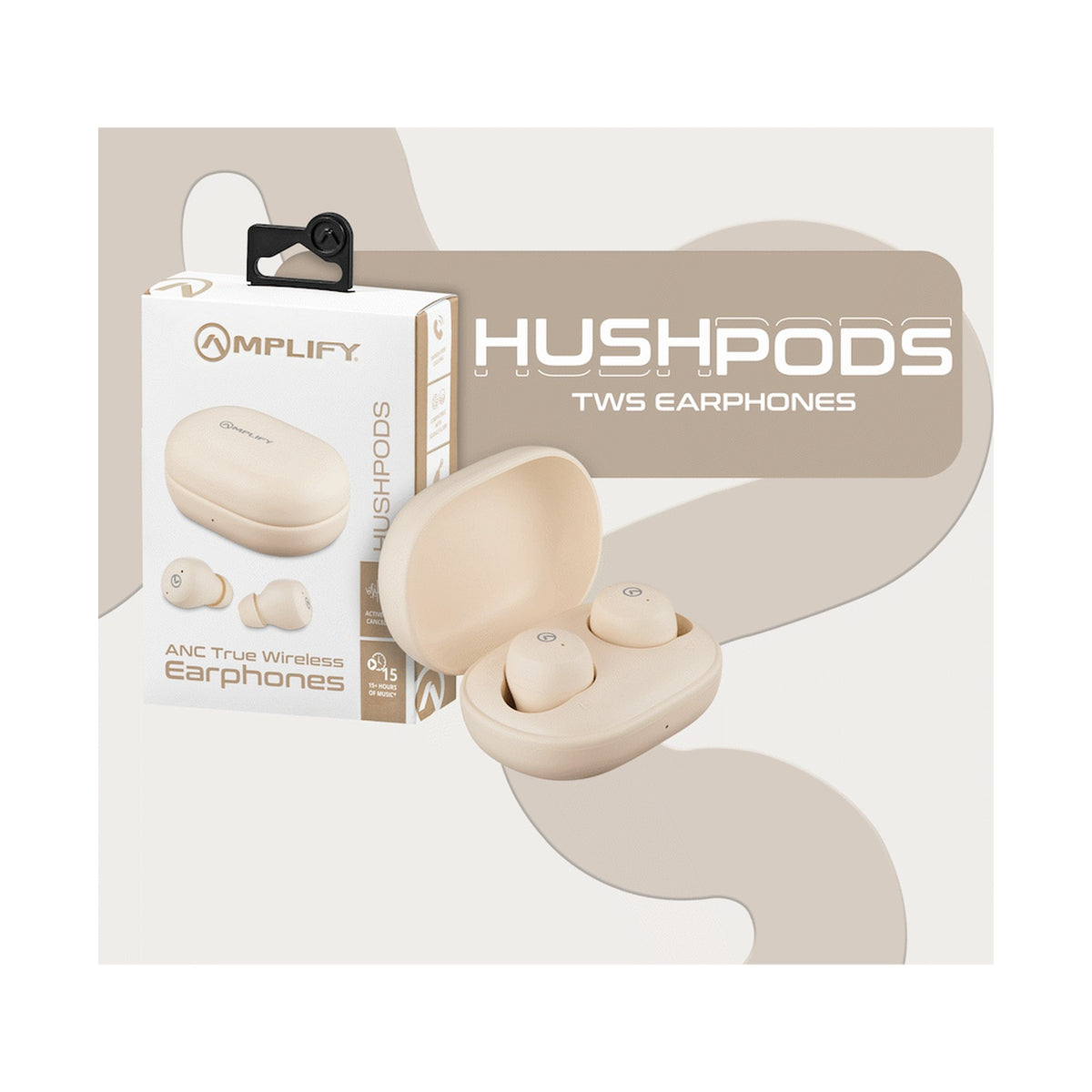 Amplify HushPods - TWS Earphone with ANC - Nude