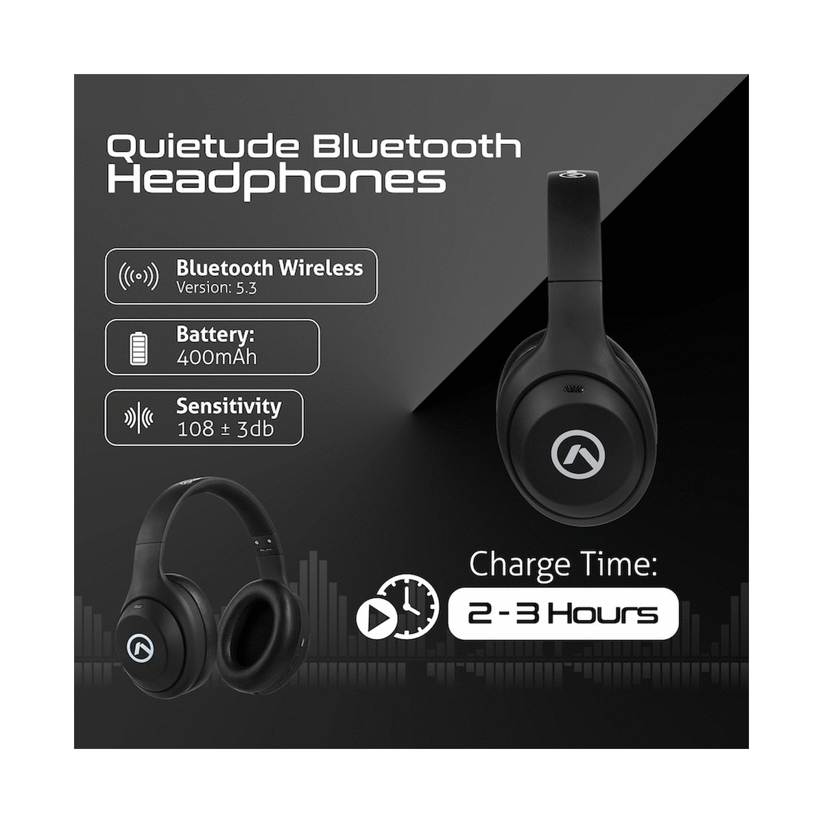 Amplify Quietude Bluetooth Headphones with Active Noise Cancelling - Black