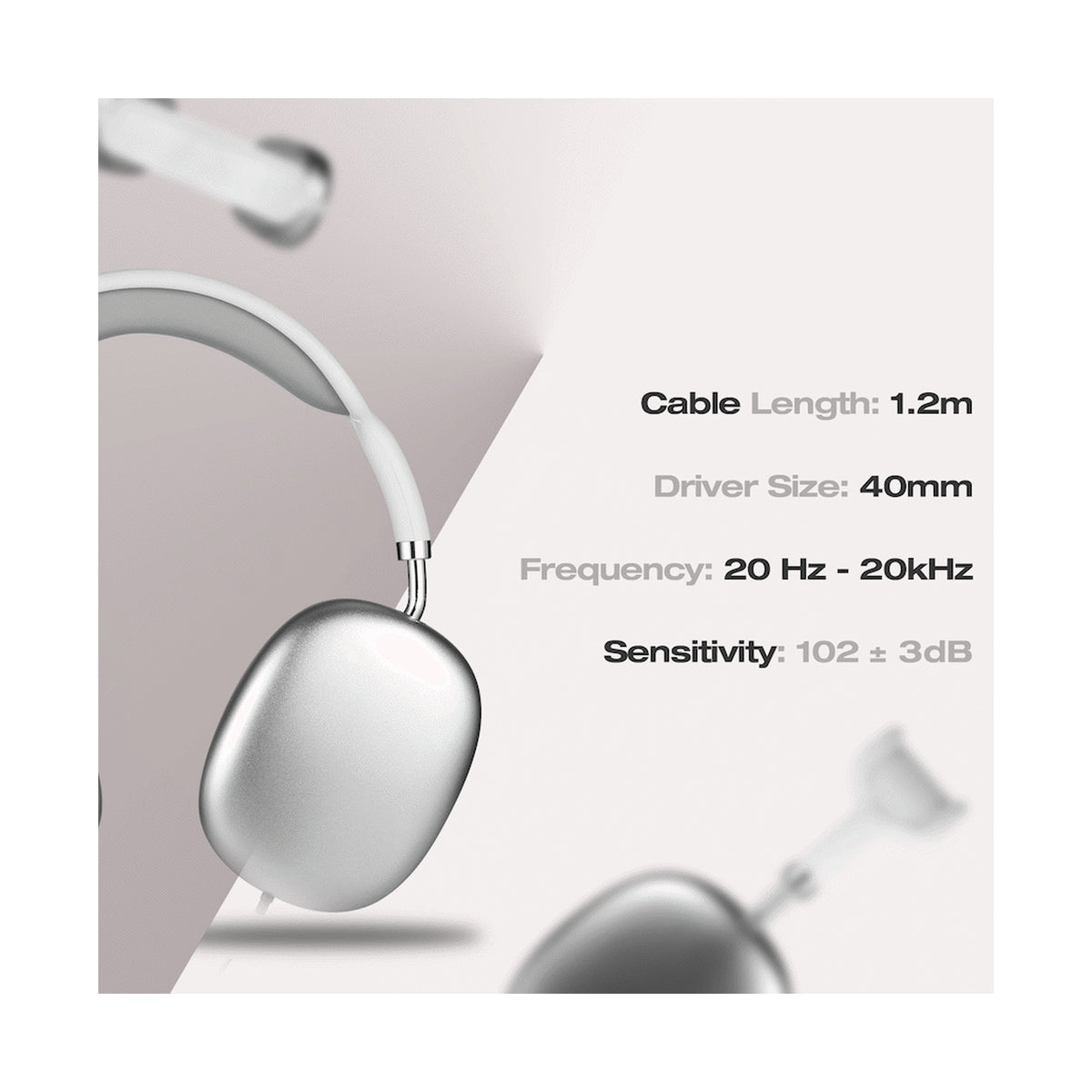 Amplify Zenith Series Aux Headphones - White