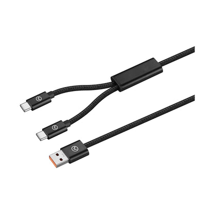 Amplify Linked Series USB to 2 x USB-C Braided Cable 60W 1.2m - Black
