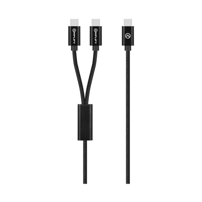 Amplify Linked Series USB-C to 2x USB-C Braided Cable 1.2m - Black