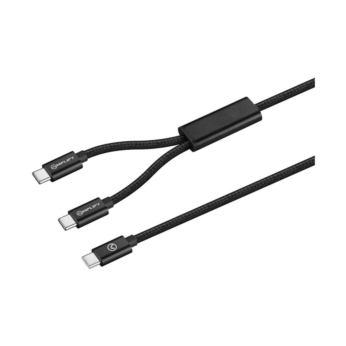 Amplify Linked Series USB-C to 2x USB-C Braided Cable 1.2m - Black