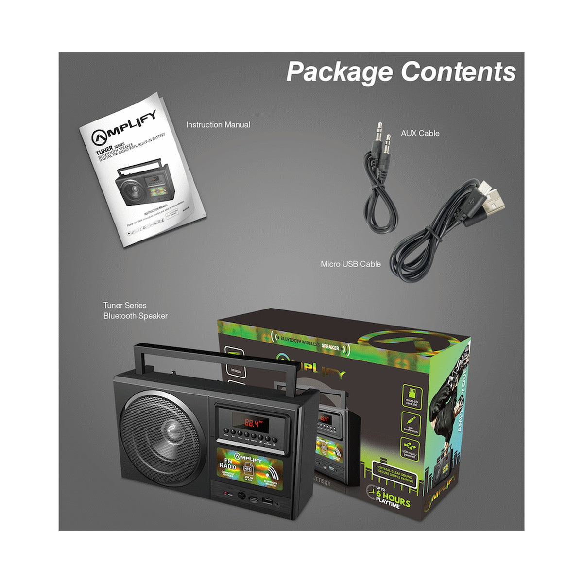 Amplify Tuner Series Bluetooth Radio - Black