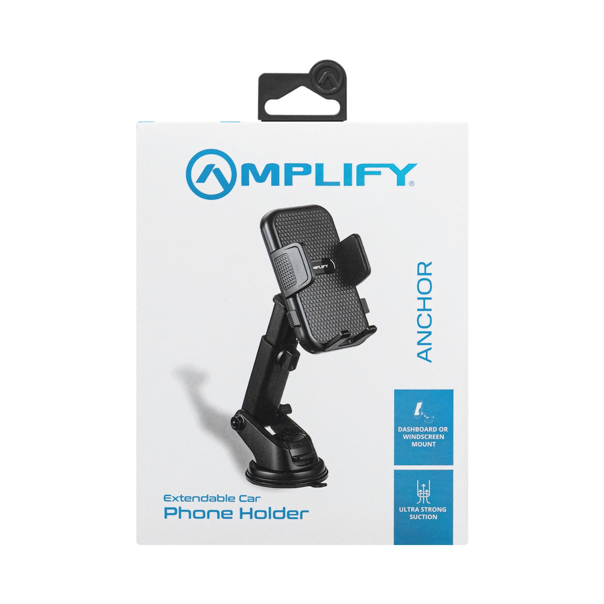 Amplify Anchor Series Extendable Car Dash Mount Phone Holder - Black