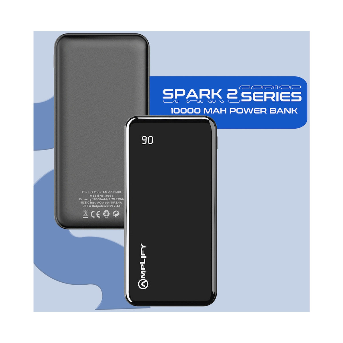Amplify Spark 2 Series 10 000 mAh Power Bank - Black