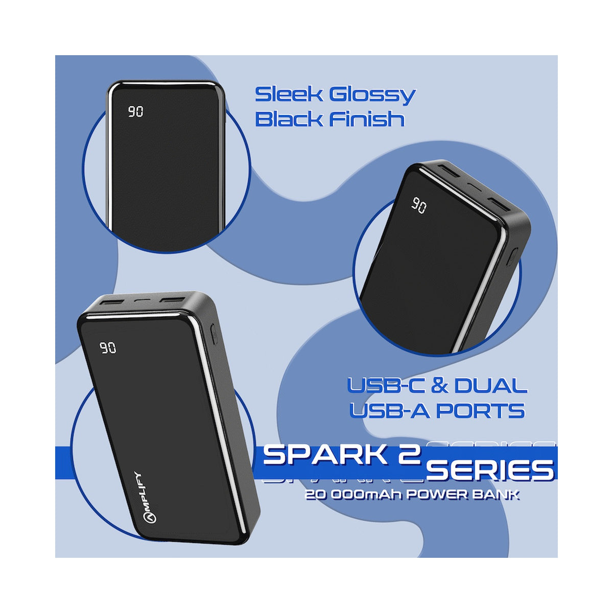 Amplify Spark 2 Series 20 000 mAh Power Bank - Black