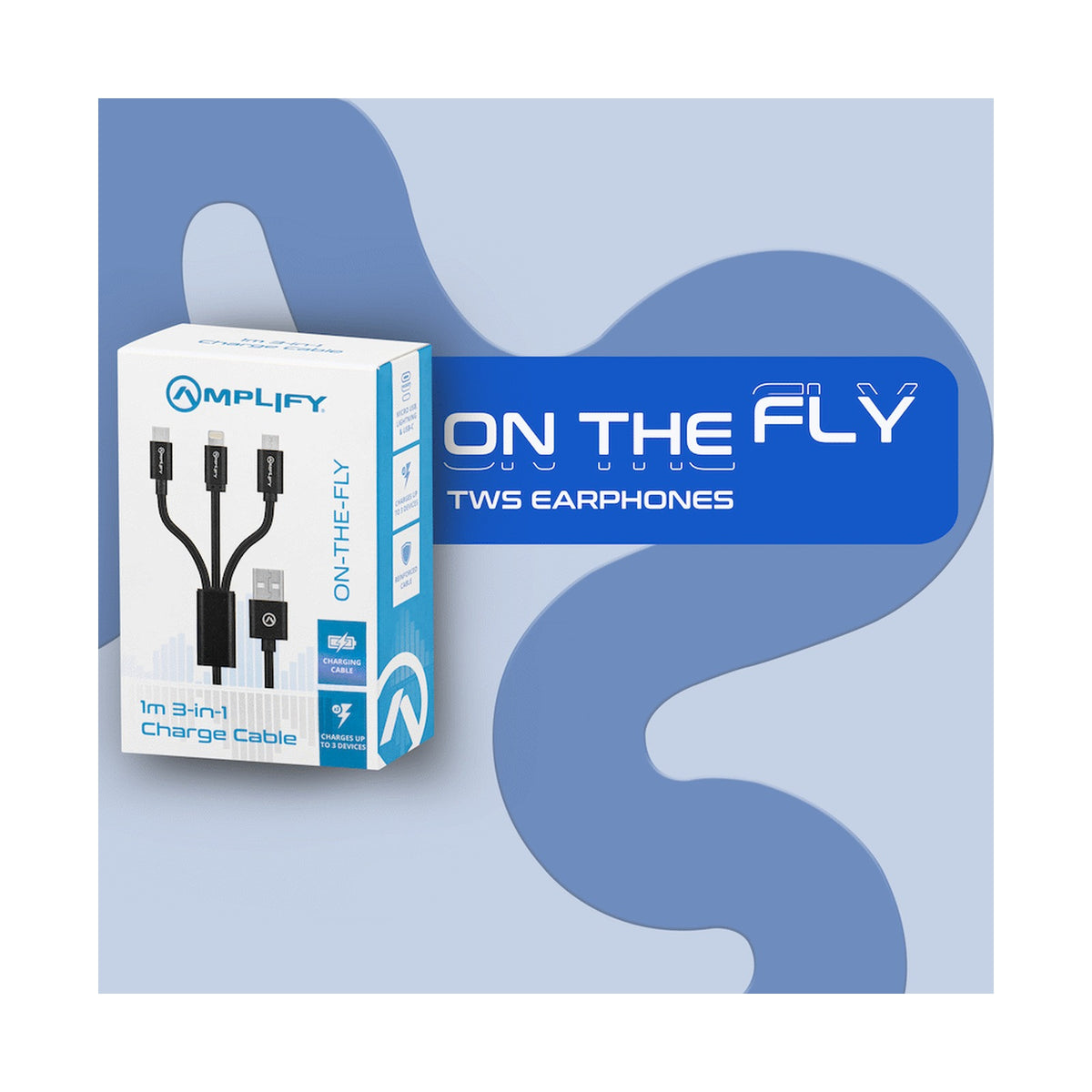 Amplify On the Fly 3-in-1 Charging Cable 1m