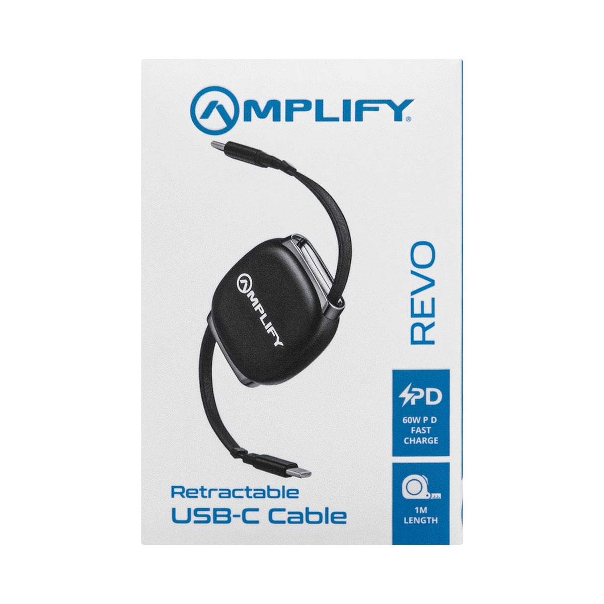 Amplify Revo Series USB C to USB C Retractable Cable Fast Charging Cable