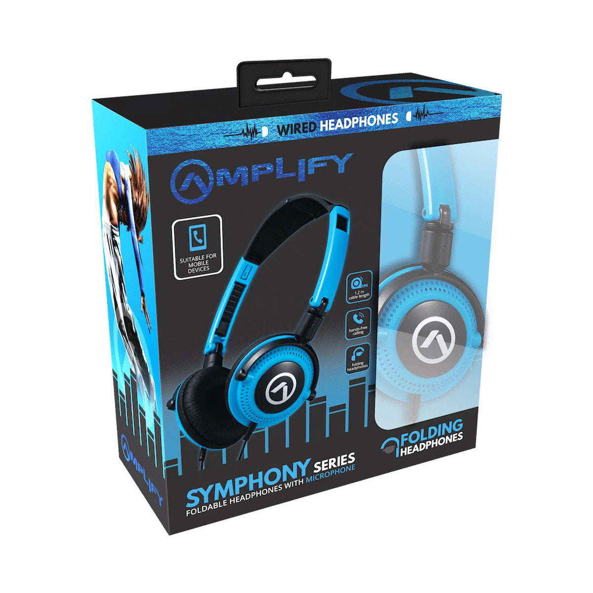 Amplify Symphony Headphones with Microphone - Blue & Black