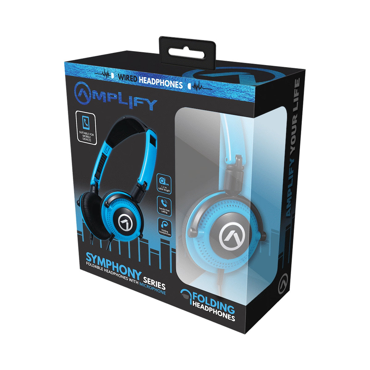 Amplify Symphony Headphones with Microphone - Blue & Black
