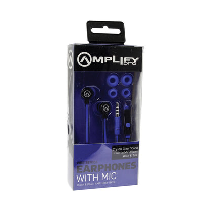 Amplify Vibe Series Earphones with Mic - Black and Blue