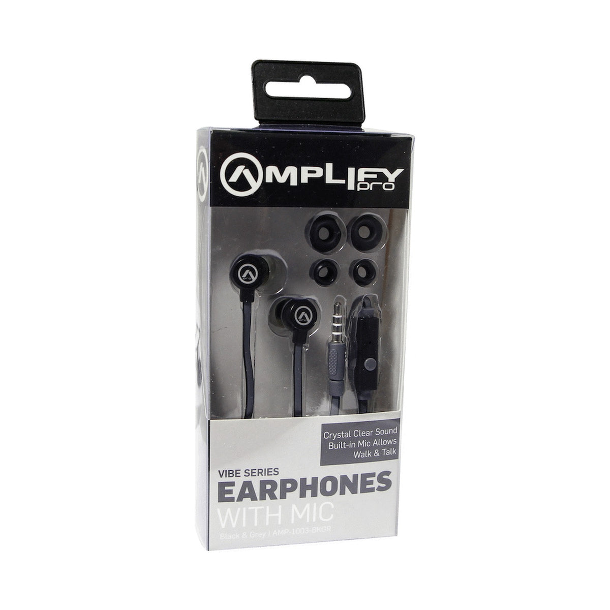 Amplify Vibe Series Earphones with Mic - Black and Grey