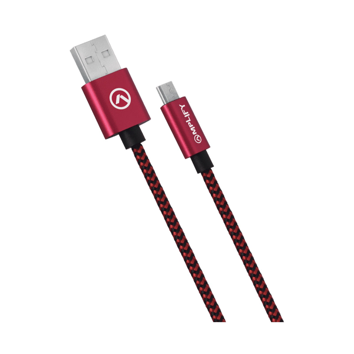 Amplify Linked Series Micro USB Braided Cable - 2m - Black/Red