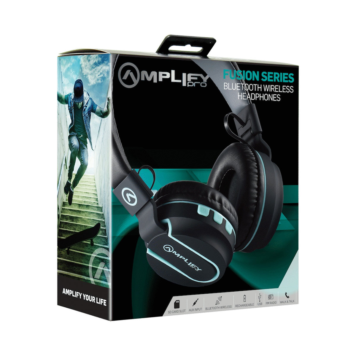 Amplify Fusion Series Bluetooth Headphone - Black/Blue