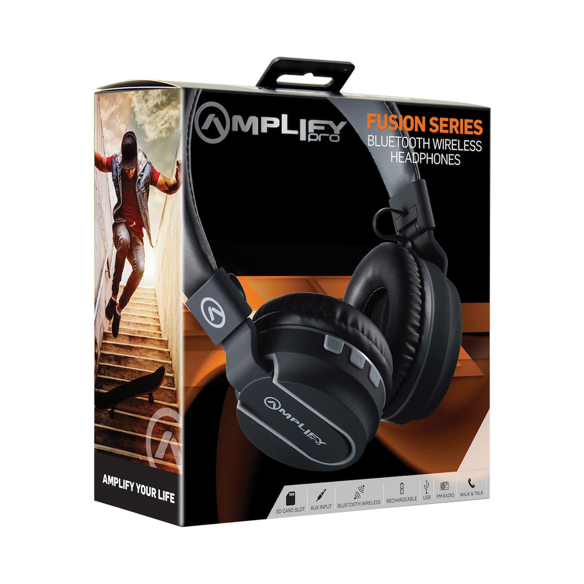 Amplify Fusion Series Bluetooth Headphone - Black/Grey