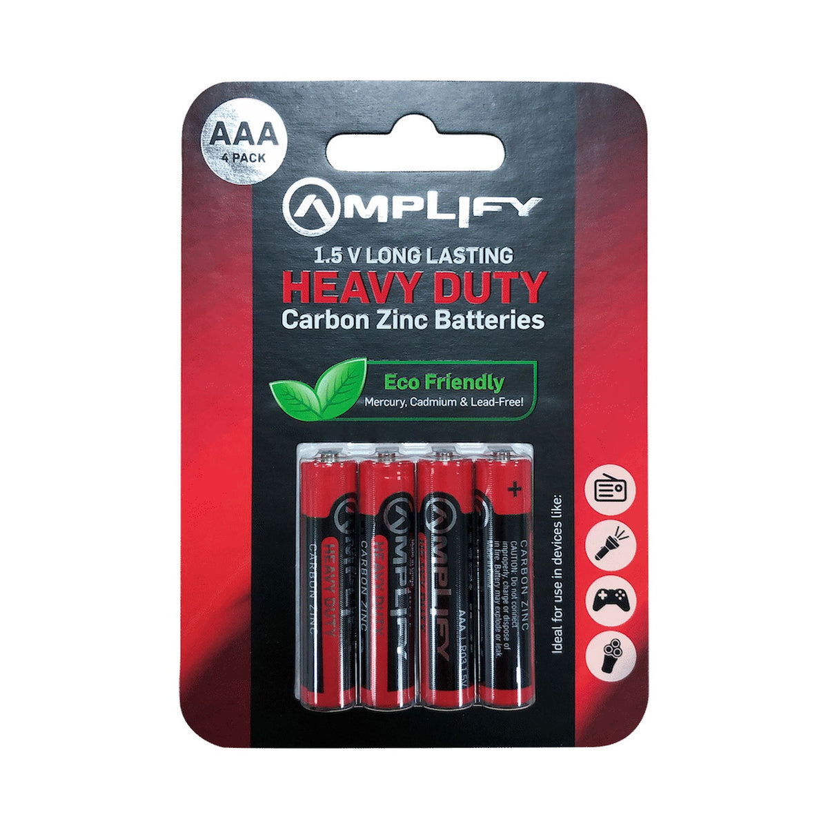 Amplify Heavy Duty AAA Carbon Zinc 4 pack Batteries
