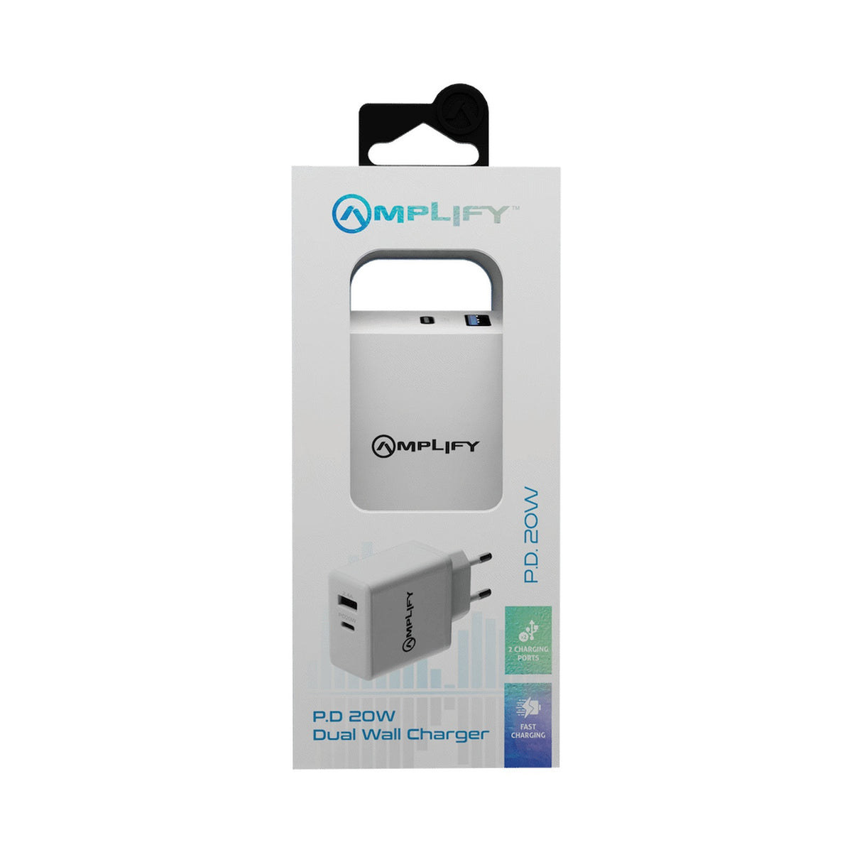 Amplify P.D. 20w Plus USB 12w Dual Wall Charger - White