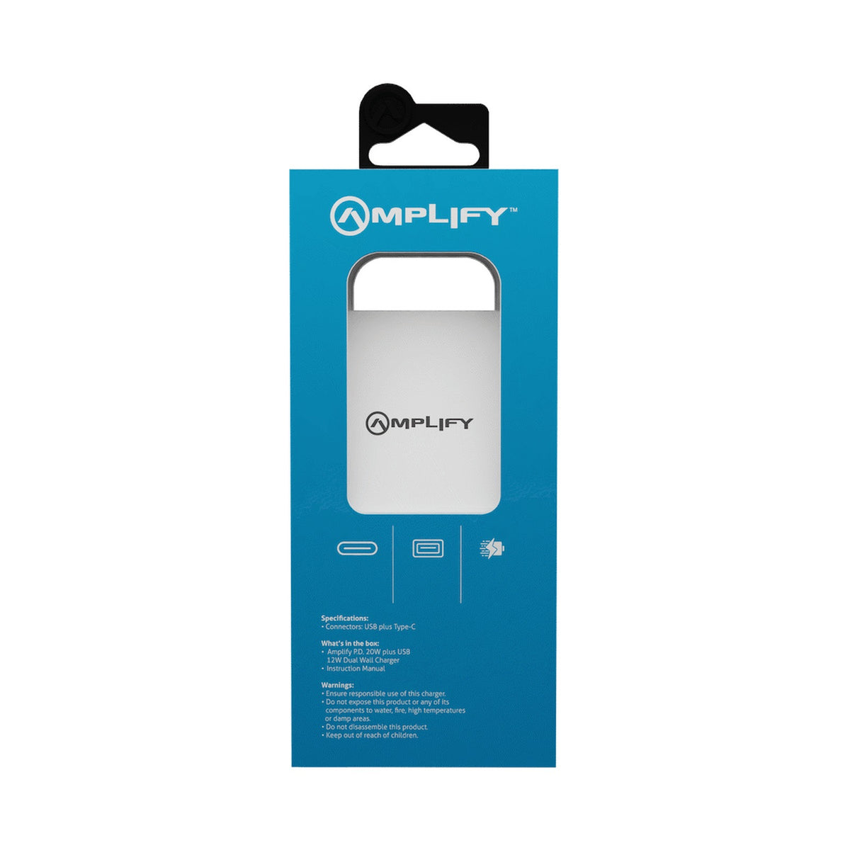 Amplify P.D. 20w Plus USB 12w Dual Wall Charger - White