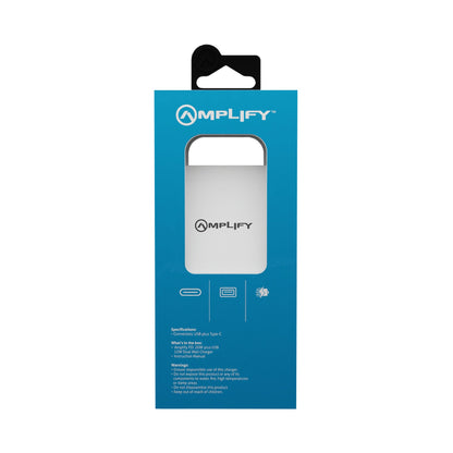Amplify P.D. 20w Plus USB 12w Dual Wall Charger - White