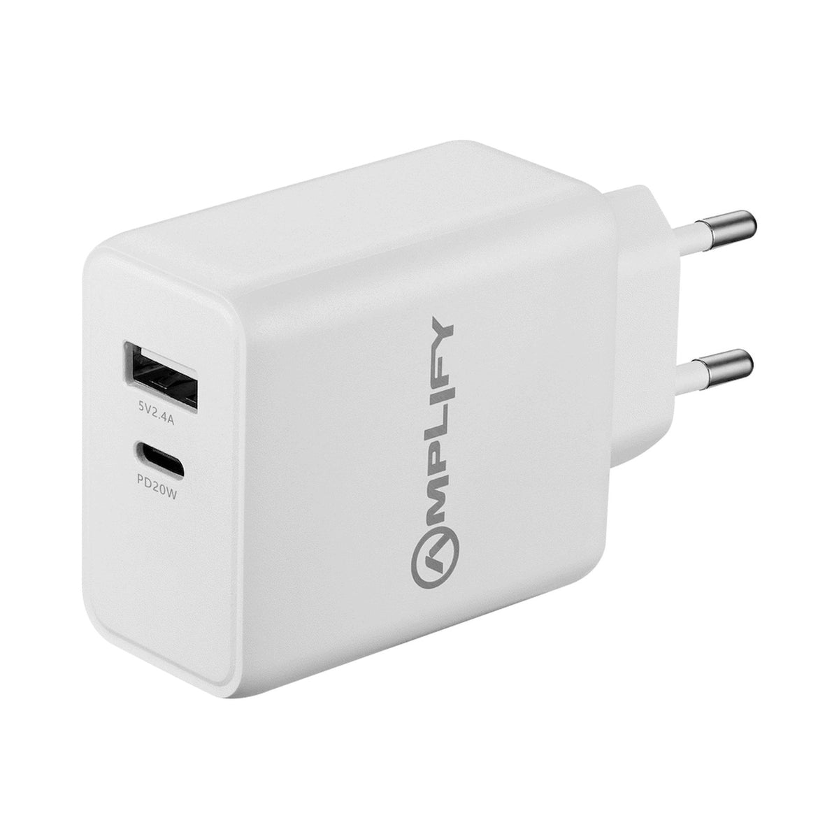 Amplify P.D. 20w Plus USB 12w Dual Wall Charger - White