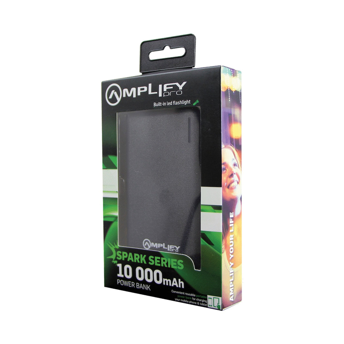 Amplify Spark Series 10000mAh Power Bank - Black/Grey