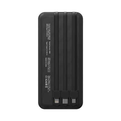 Amplify 10000mAh Power Bank with Integrated Cables - Black