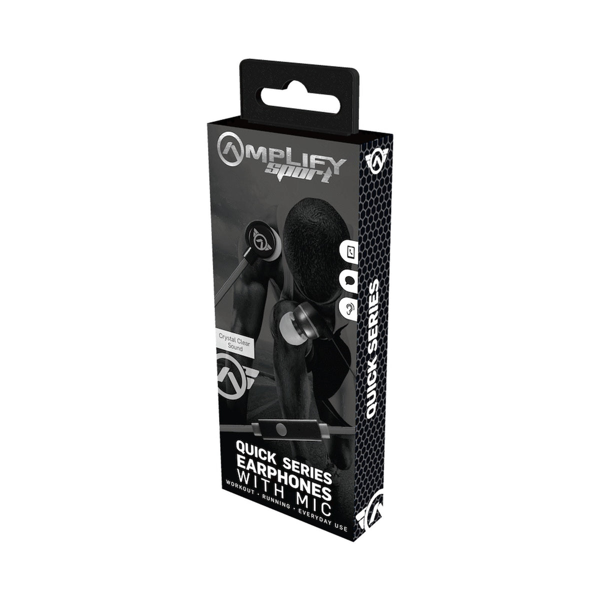 Amplify Sport Quick Series Earbuds with Mic - Black/Grey