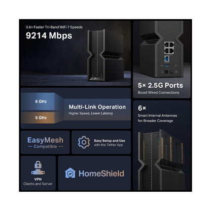 TP-Link Archer BE550 BE9300 Tri-Band Wi-Fi 7 Router