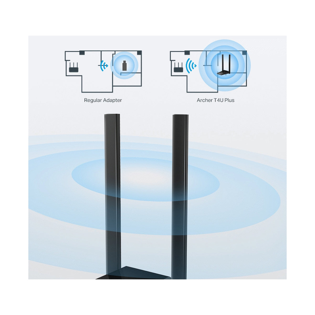 TP-Link Archer T4U Plus AC1300 Dual Antennas High-Gain Wireless USB Adapter