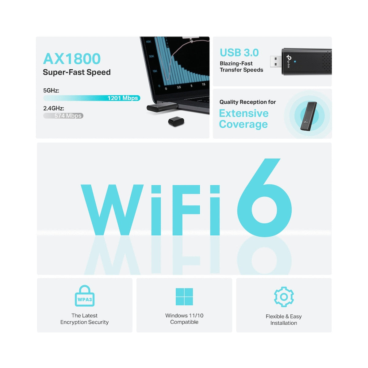TP-Link Archer TX20U Dual-Band Wi-Fi 6 Wireless USB Adapter