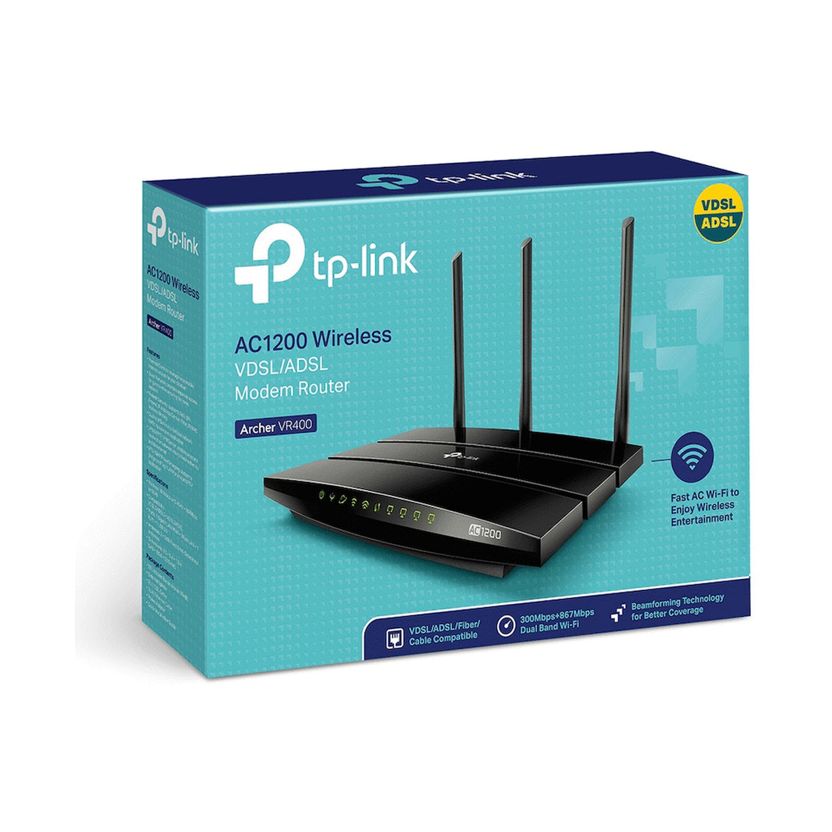 TP-Link Archer VR400 AC1200 Wi-Fi VDSL/ADSL Gigabit Modem Router