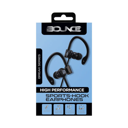 Bounce Break Series Hook-On Earphones - Black