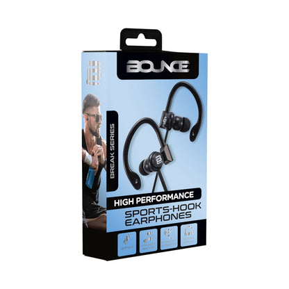 Bounce Break Series Hook-On Earphones - Black