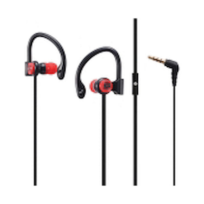 Bounce Break series hook-on earphones Black/Red