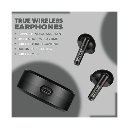 Bounce Proton Series True Wireless Earphones with Charging Case - Black