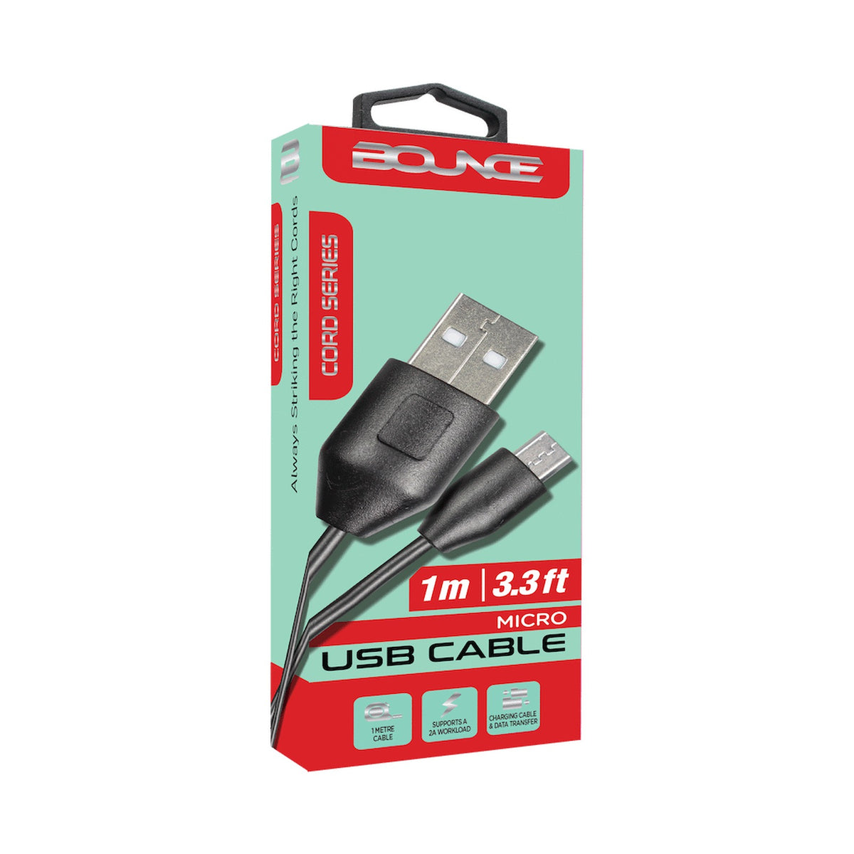 Bounce Cord Series 1.2m Micro USB Cable - Black