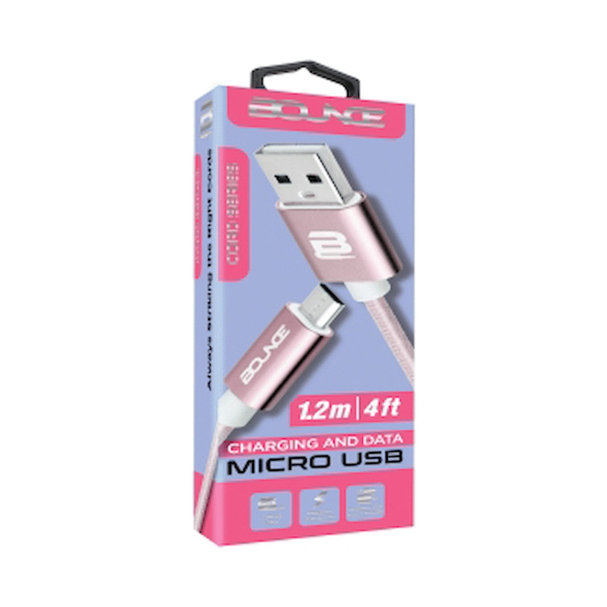 Bounce Cord Series Micro USB Braided Cable 1.2m - Rose Gold