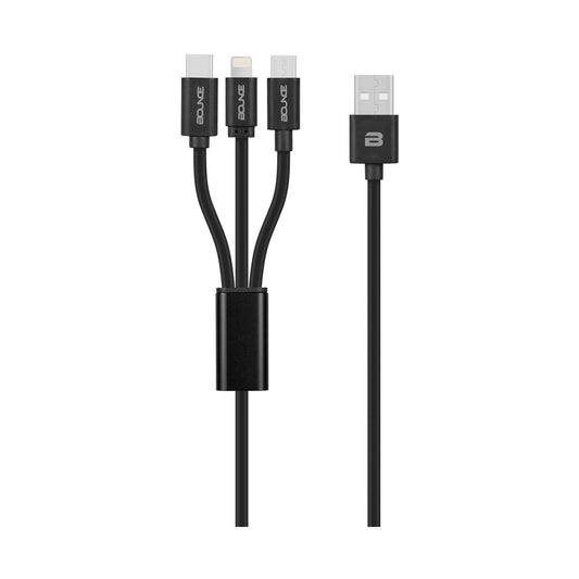 Bounce Cord Series 3 in 1 Charge Cable 1m - Black