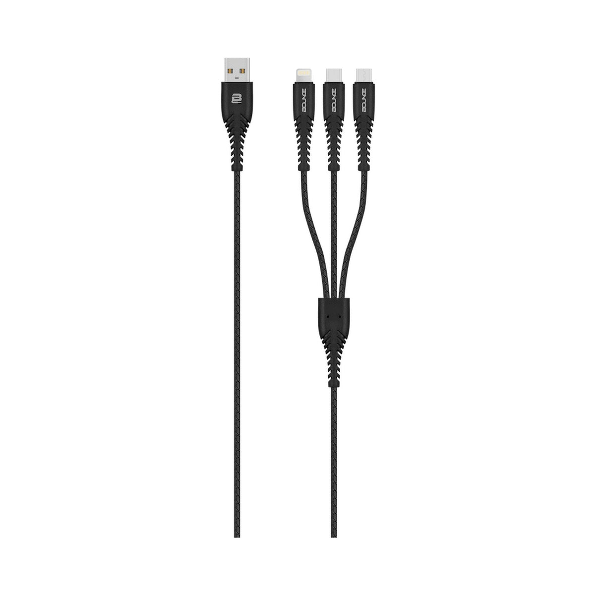 Bounce Cord Series 3 in 1 Charge Cable 1m - Black