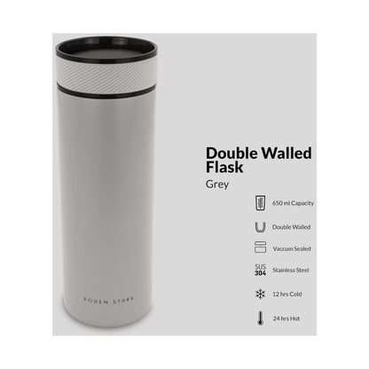 Boden Stark 650ml Double-Walled Flask - Grey