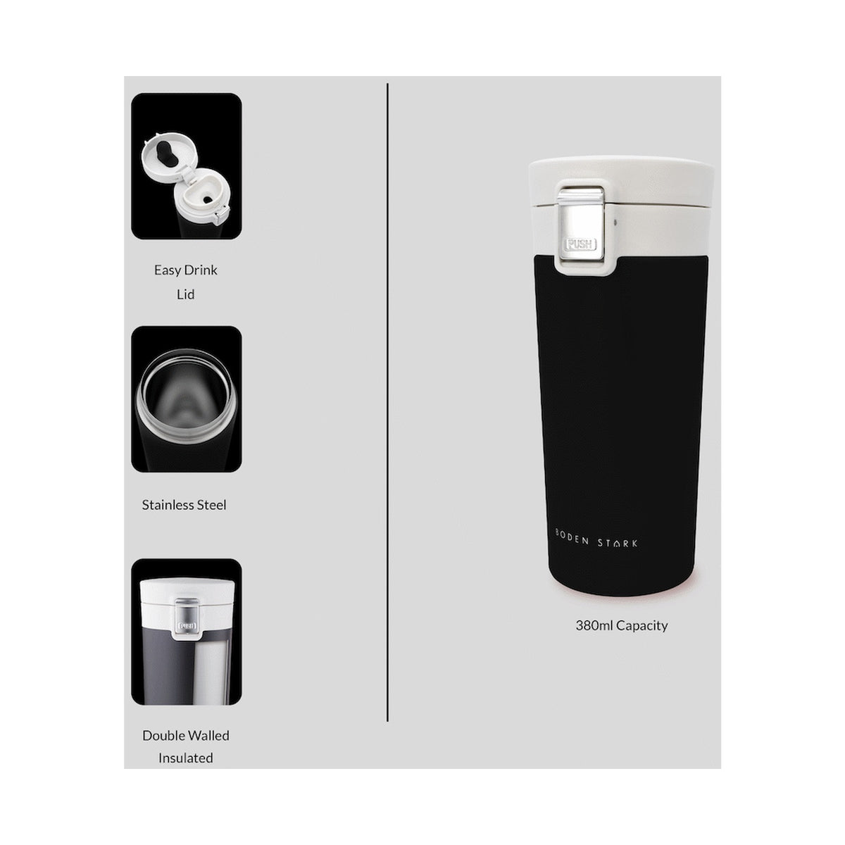 Boden Stark 380ml Travel Mug - Black