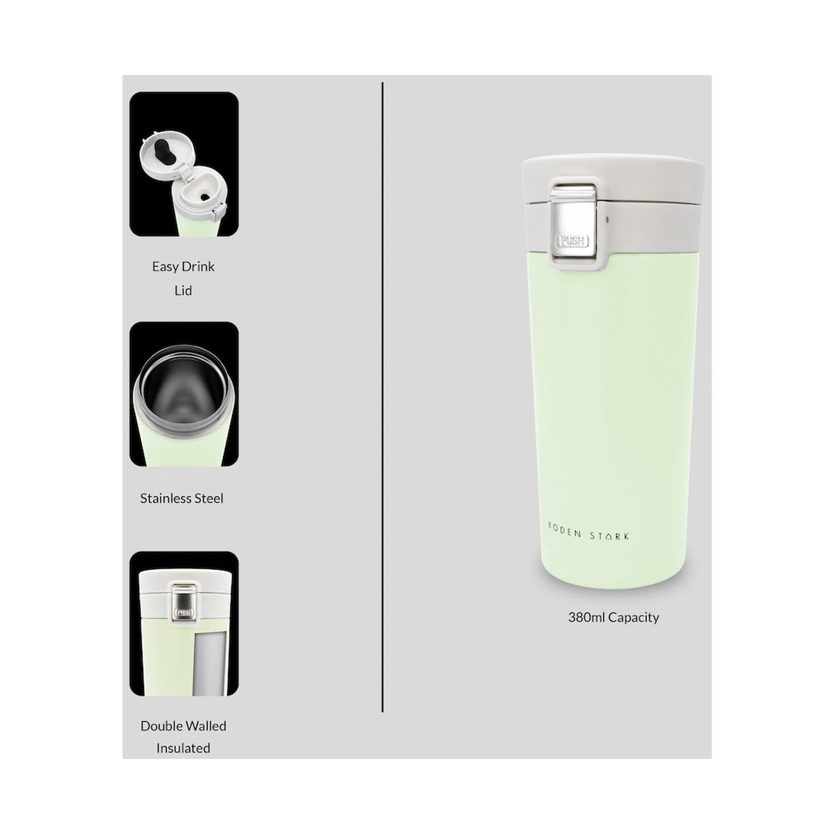 Boden Stark 380ml Travel Mug - Green