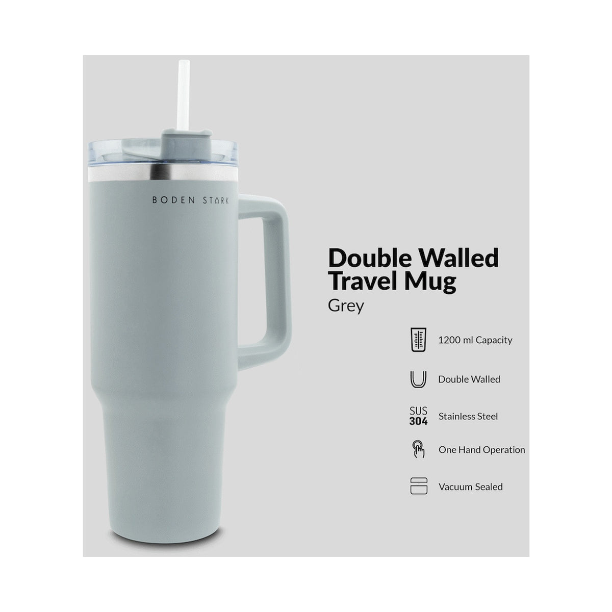 Boden Stark 1200ml Travel Mug - Grey