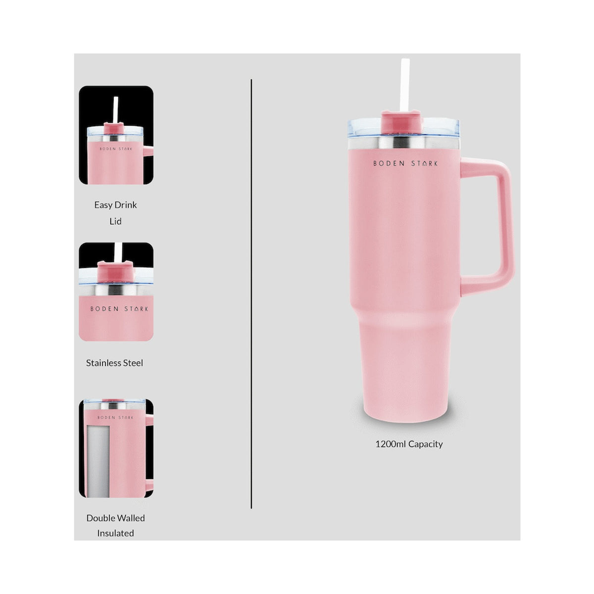 Boden Stark 1200ml Travel Mug - Pink