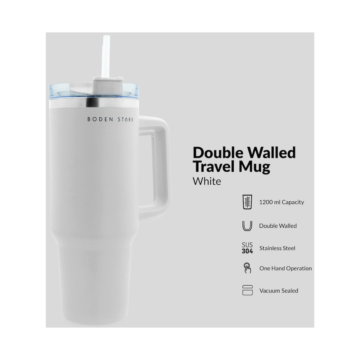 Boden Stark 1200ml Travel Mug - White