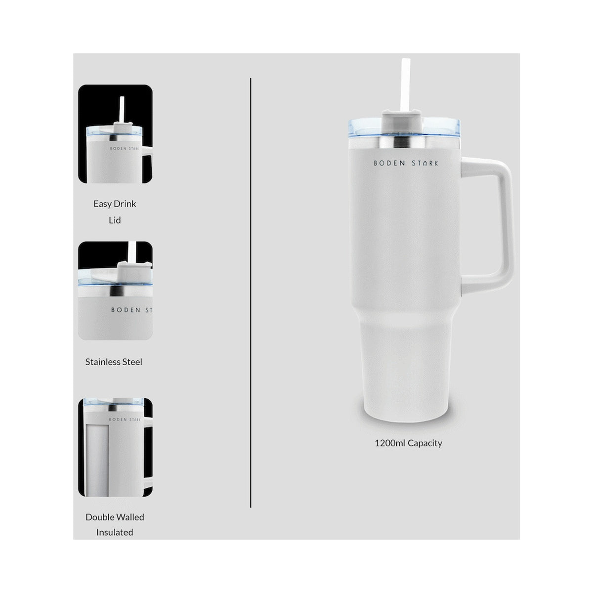 Boden Stark 1200ml Travel Mug - White