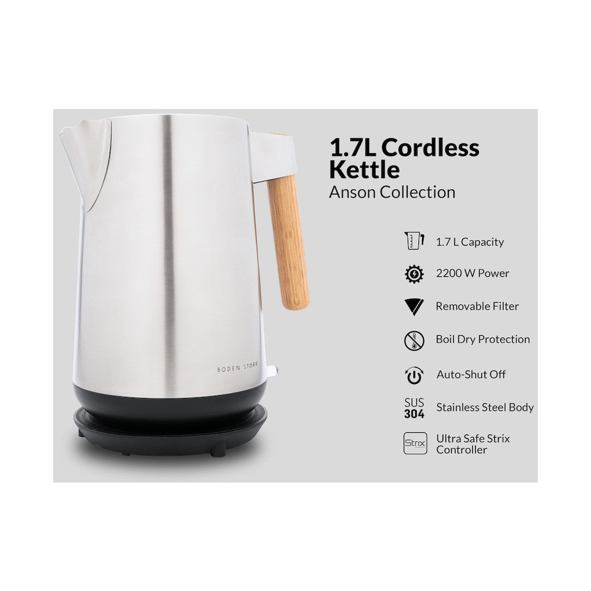 Boden Stark Anson Collection 1.7l 2000w SS Kettle