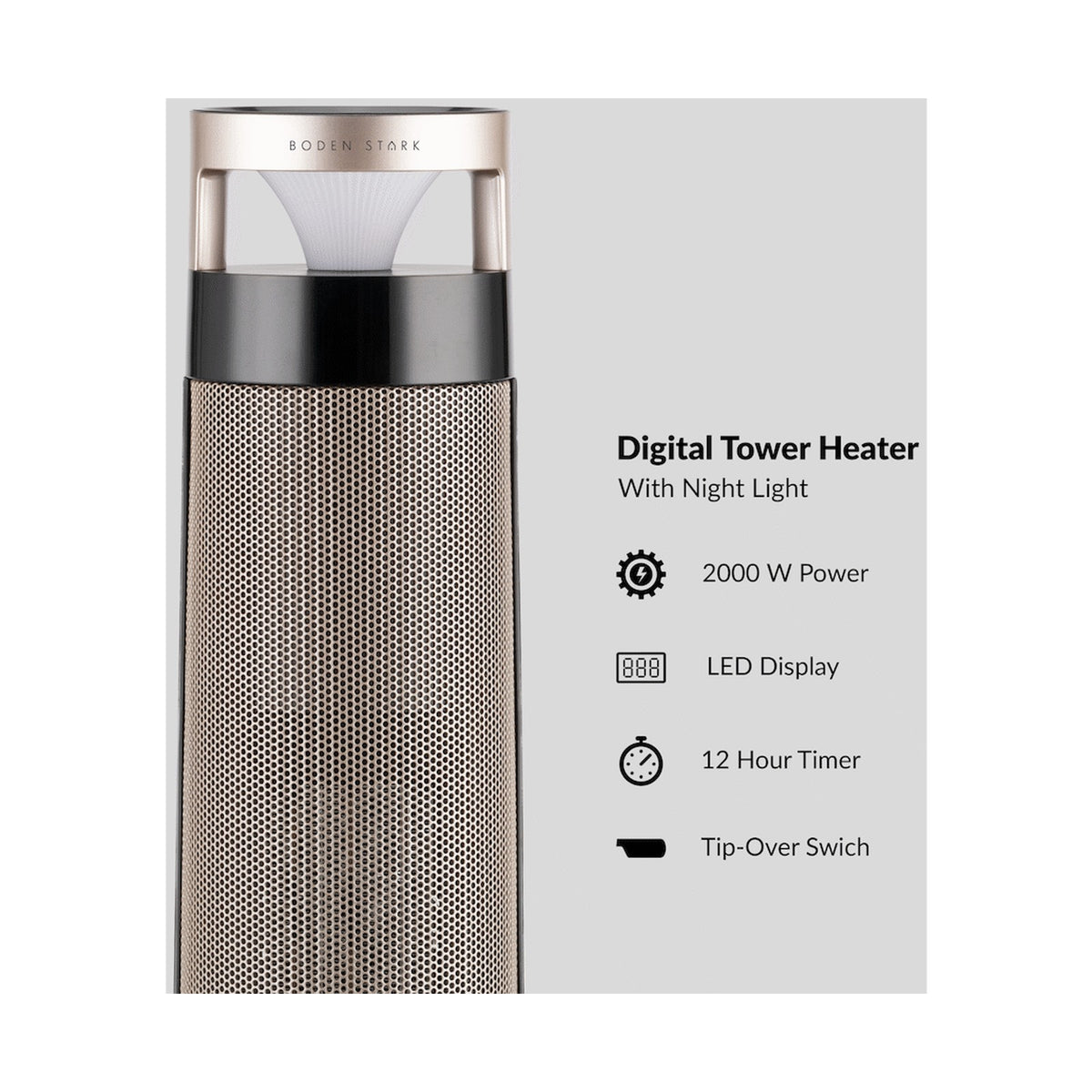 Boden Stark Tower Heater Night Light - Champagne