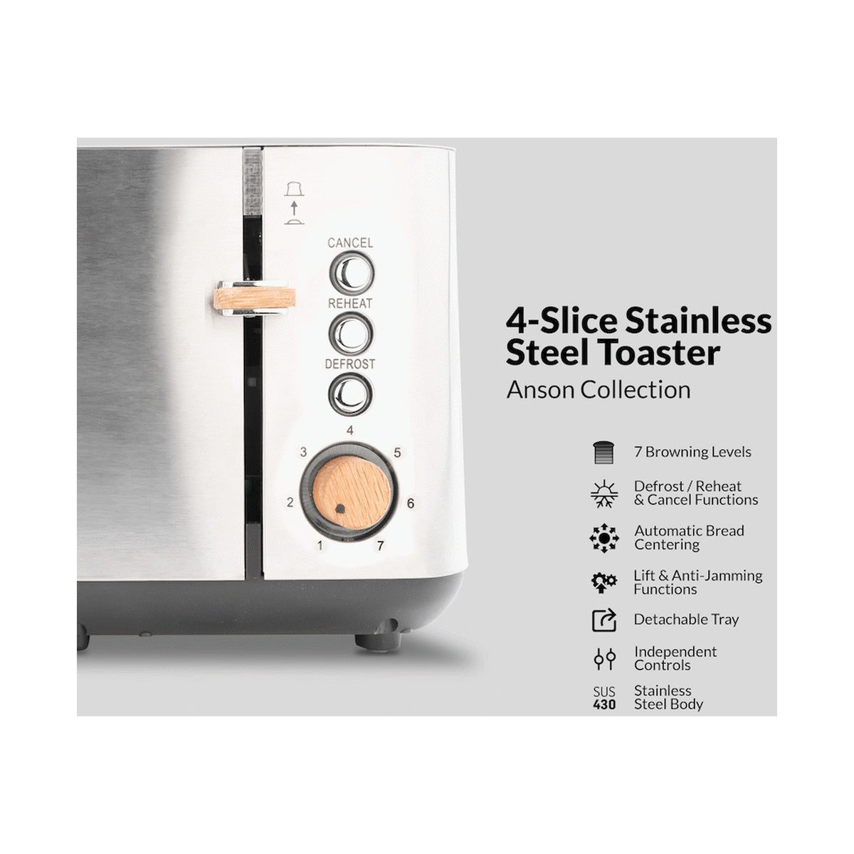 Boden Stark Anson Collection 4-Slice SS Toaster