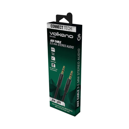 Volkano Slim Series Aux Cable 2m - Black